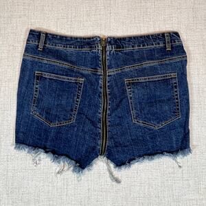 Zipper Butt Shorts High Rise Short Distressed Size XL 35"